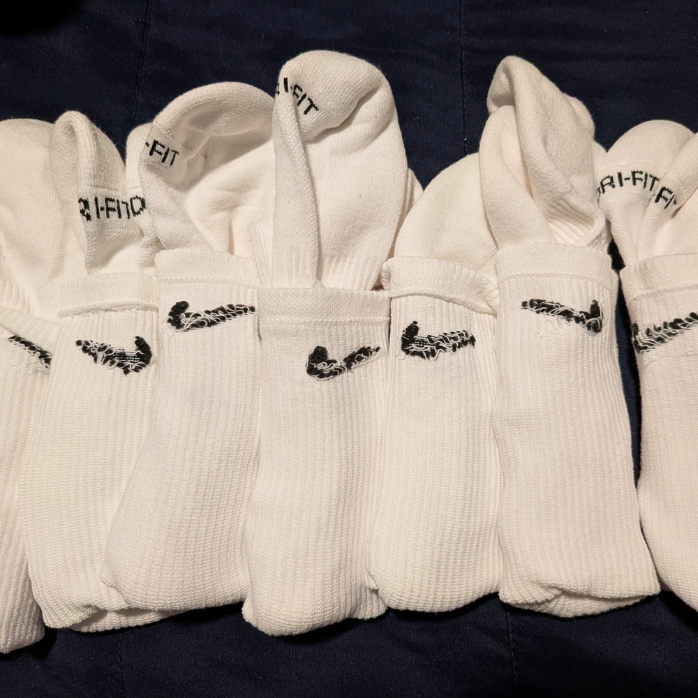 10 Pairs Nike White Athletic Socks Dri Fit X-Large